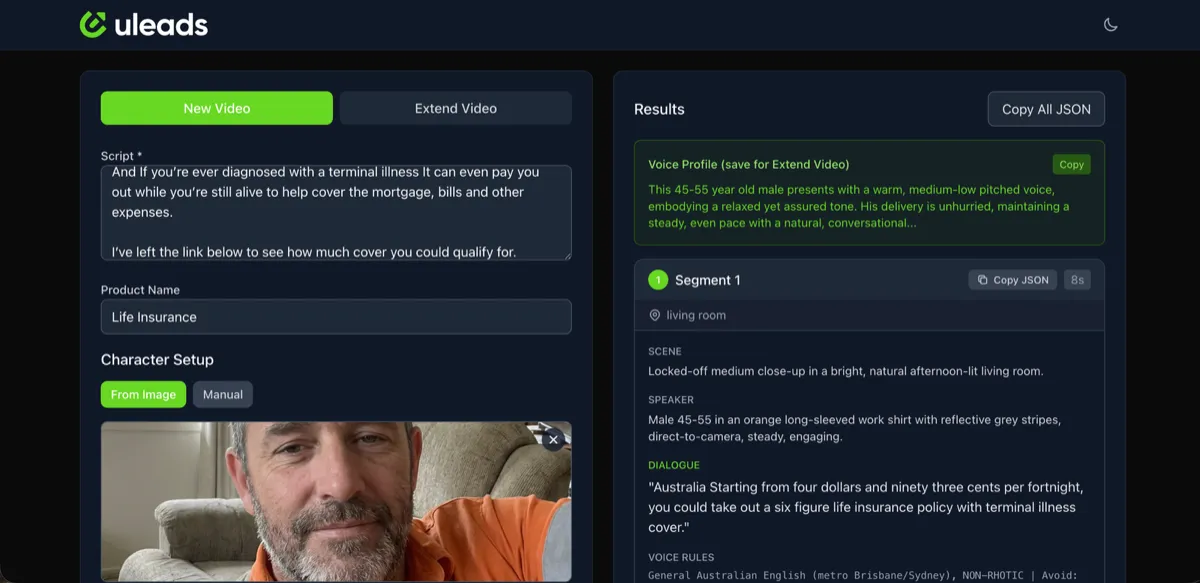 uleads internal AI video generation tool — internal creative system